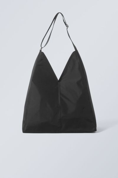 Black Accessories V-Shaped Nylon Shoulder Bag Women Sturdy