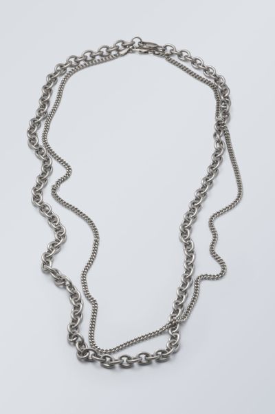 Silver Uno Chain Necklace Set Women Accessories Shop