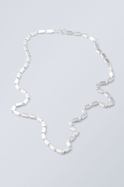 Silver Flat Necklace Women Accessories Beauty
