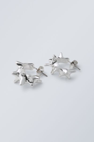 Women Accessories 2024 Spike Hoop Earrings Silver