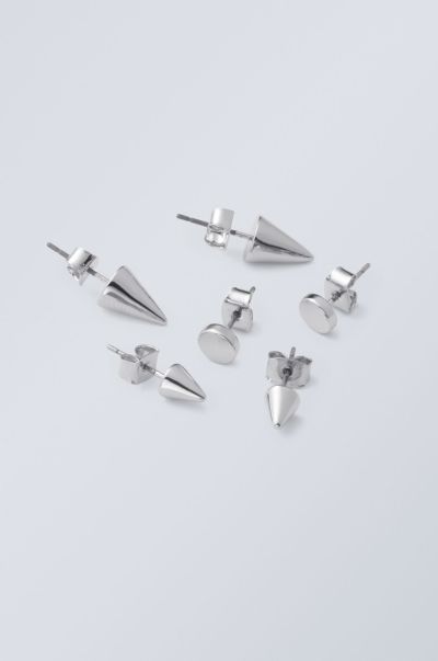 Women 3-Pack Stud Earrings Practical Silver Accessories