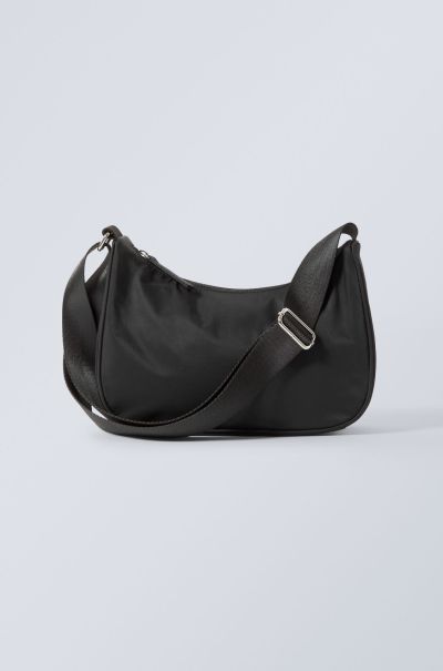 Women Black Zip Accessories Zari Handbag Streamlined