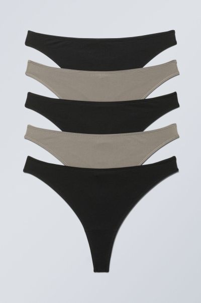 5-Pack Soul Thong Underwear Women Refined Black