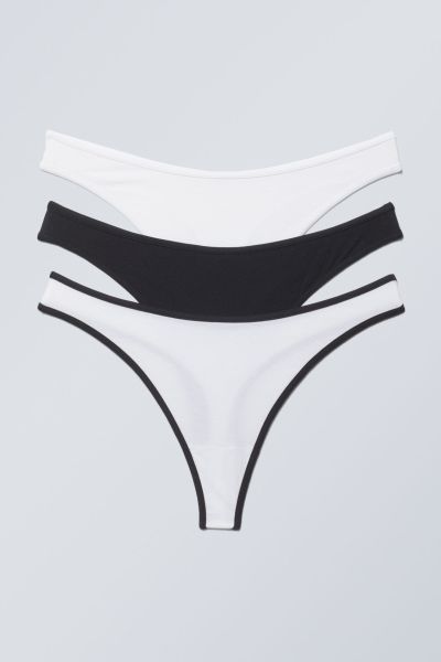 Black Economical Underwear 3-Pack Jade Cotton Thong Women