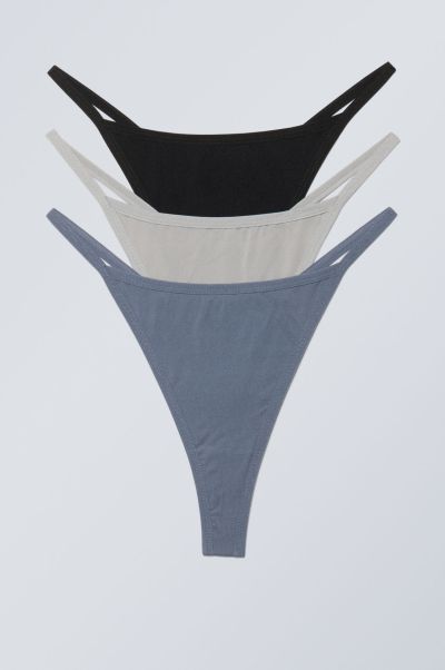 Underwear Discounted 3-Pack Soul Tanga Thong White Black Blue Women