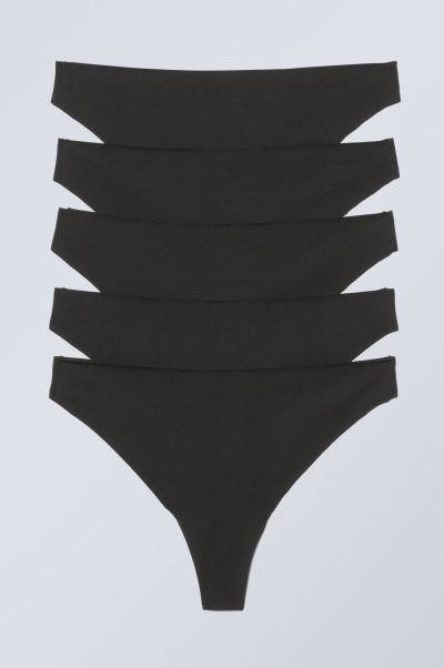 Vivid Underwear Women Black 5-Pack Maya Seamless Thong