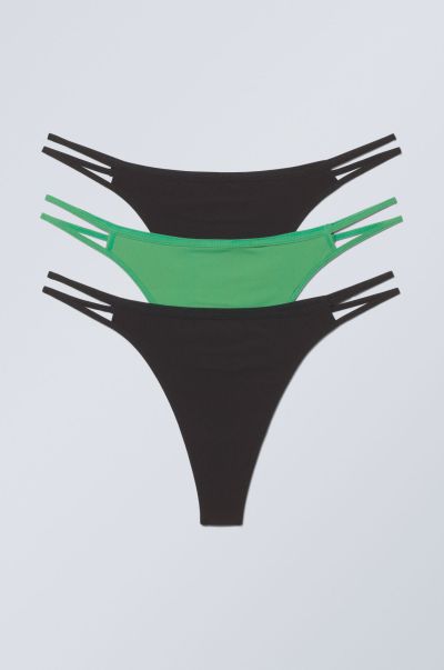 3-Pack Paula Soft Thong Affordable Women Underwear Black Green