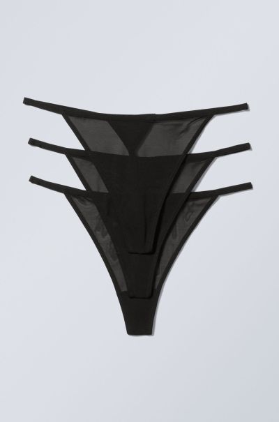 Contemporary Underwear Women Black 3-Pack Bonnie Tanga Mesh Thong