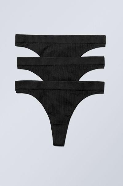 Personalized 3-Pack Cat Thongs Women Black Underwear