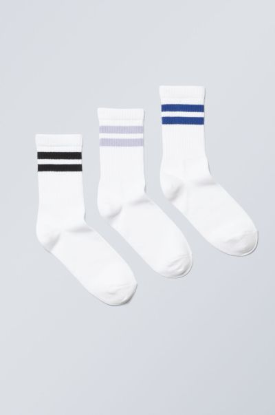Women Promo Socks 3-Pack Sport Striped Socks White Light