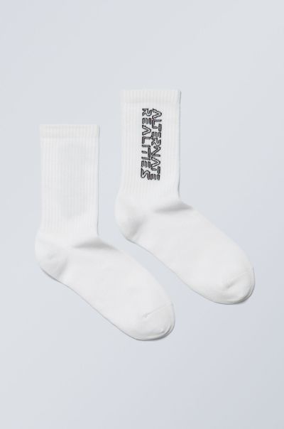 Sport Printed Socks Exclusive Socks White With Pink Women