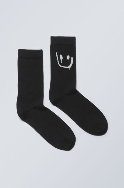 Cotton Graphic Socks Drippy Smiley Women Socks Online