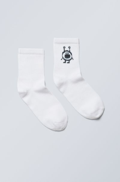 Socks Printed Short Sport Socks Nourishing White Women