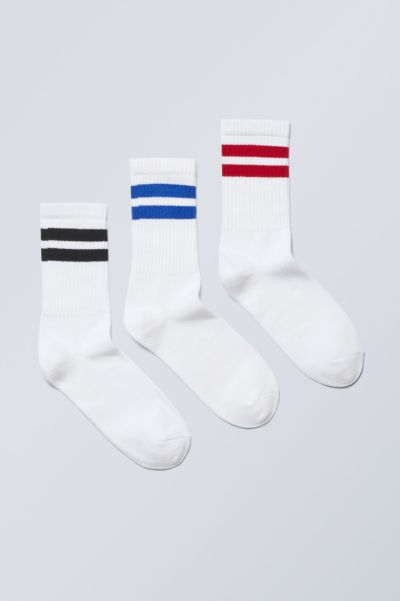 Socks 3-Pack Sport Striped Socks Women White Light Innovative