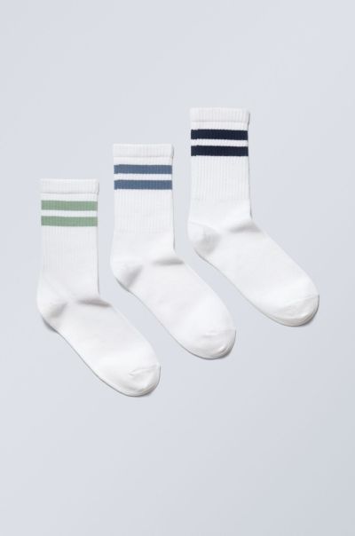 Socks White Light Reliable Women 3-Pack Sport Striped Socks