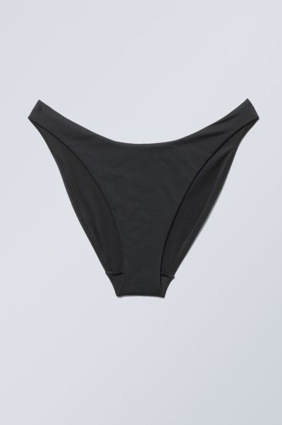 Women Black Swimwear Highcut Bikini Bottoms Luxurious