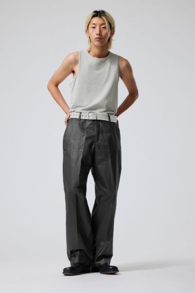 Black Dave Loose Coated Trousers Men Reliable Party Clothing