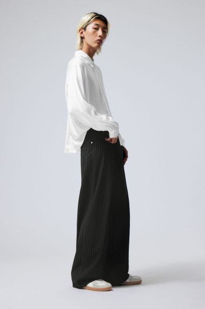 Astro Baggy Suit Trousers Black Pinstripe Men Party Clothing Sleek