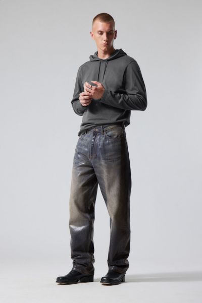 Party Clothing Unique Galaxy Loose Coated Jeans Coated Dusty Blue Men