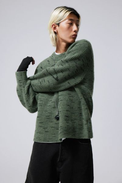 Knitwear & Sweaters Deal Men Black Melange Norman Relaxed Raglan Sweater