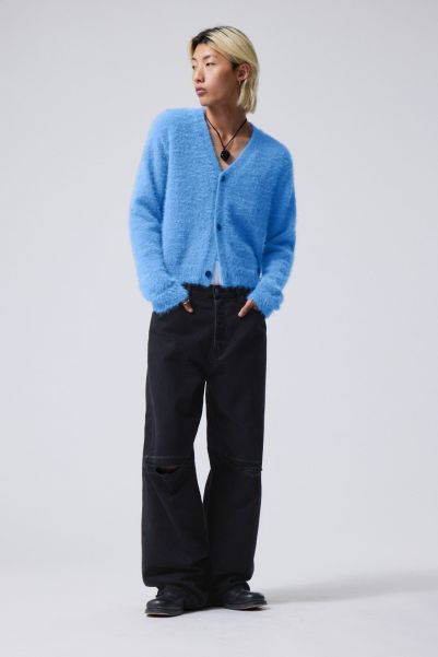 Knitwear & Sweaters Men Blue Elegant Jesper Regular Hairy Cardigan