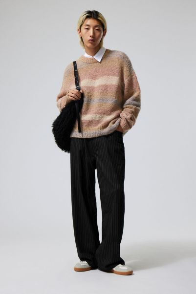 Opulent Daniel Wool Blend Sweater Beige Stripes Knitwear & Sweaters Men