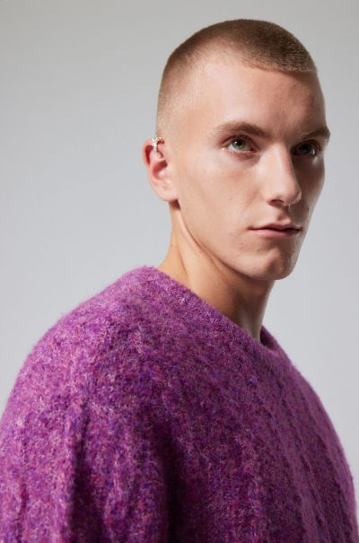 Jesper Wool Blend Knit Sweater Knitwear & Sweaters Fashionable Men Dark Pink