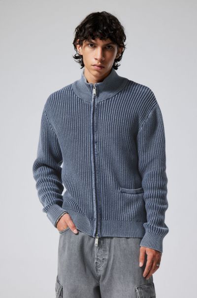 Men Mattias Regular Cardigan Knitwear & Sweaters Washed Black Personalized