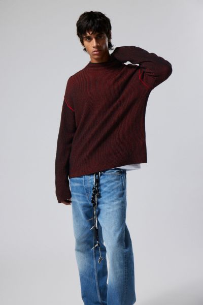 Knitwear & Sweaters Flash Sale Red Stripe Men Holger Regular Wool Mockneck