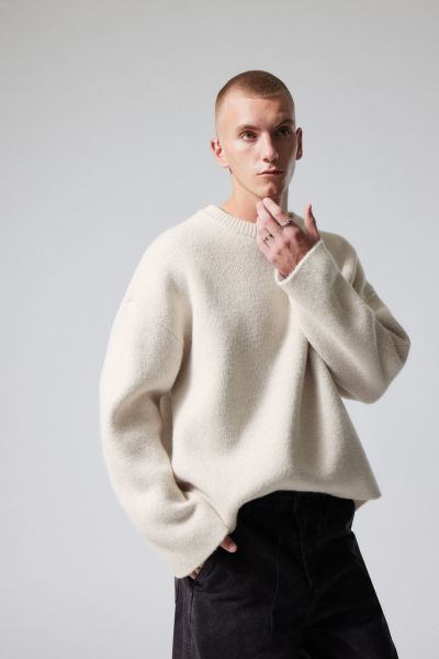 Knitwear & Sweaters Teo Oversized Wool Blend Knit Sweater Closeout Men Ecru