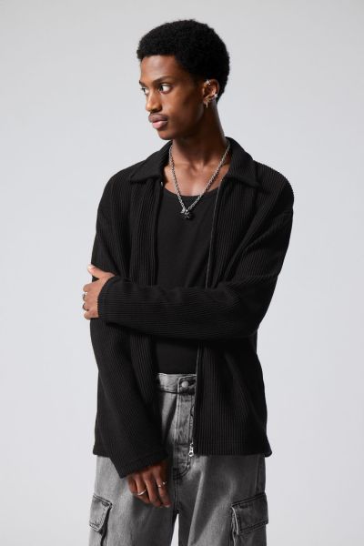 Christoffer Zipped Cardigan Knitwear & Sweaters Men Black Dependable