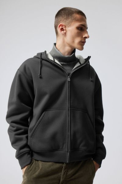 Hassan Fleece Zip Hoodie Hoodies & Sweatshirts Men Durable Dark Grey