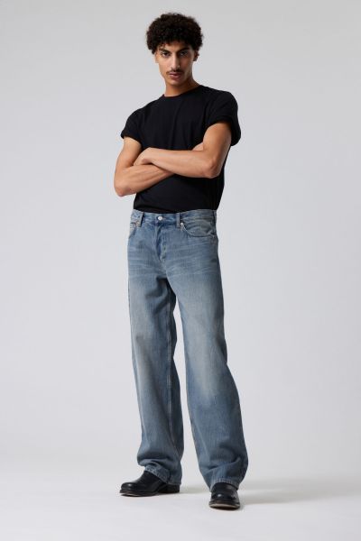 Inviting Jeans Blue Rinse Men Sphere Low Relaxed Jeans