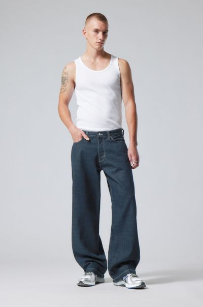 Men Jeans Fashionable Sphere Low Relaxed Jeans Blue Rinse