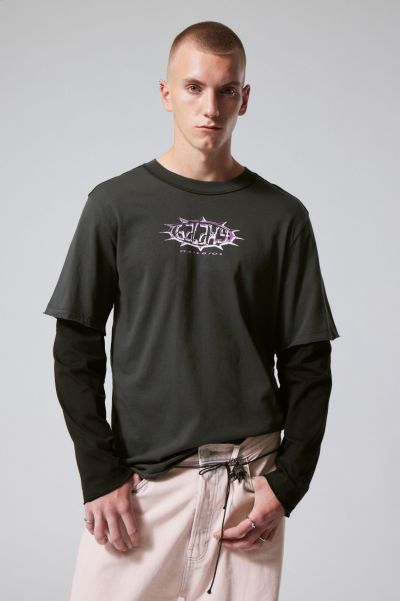 Galaxy Dark Grey Men Fresh Zander Layered Long Sleeve T-Shirts & Tops