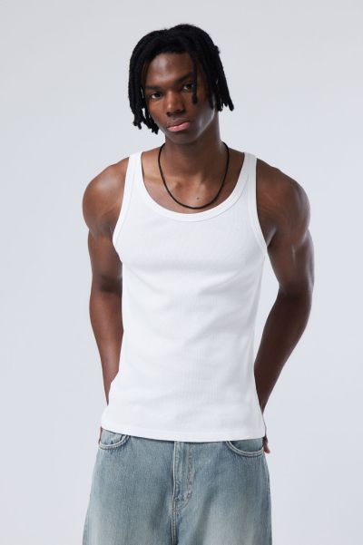 T-Shirts & Tops Men White Custom Matheus Rib Tank Top