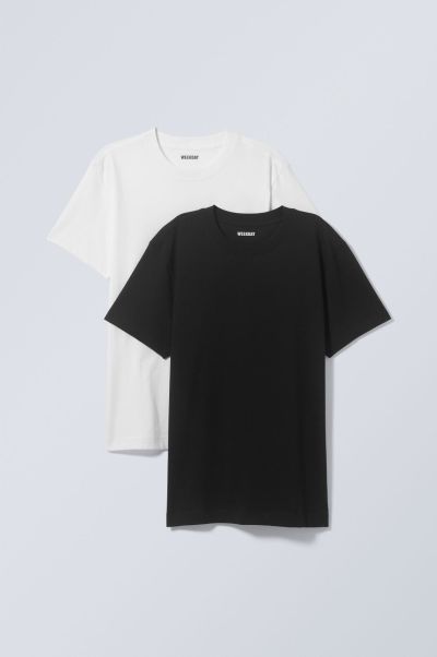 Exquisite 2-Pack Relaxed Midweight T-Shirt T-Shirts & Tops Men Black White