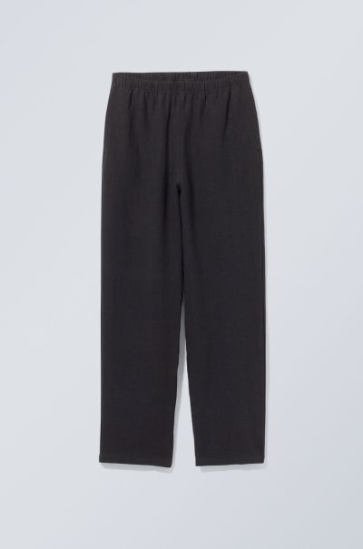 Black Seth Relaxed Linen Joggers Trousers Limited Men
