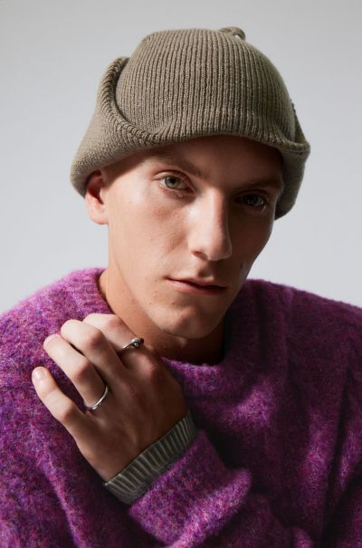 Knitted Bonnet Trapper Hat Black Premium Winter Accessories Men