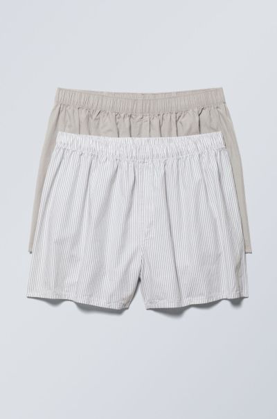 Men Underwear 2-Pack Boxer Shorts Implement White Yellow Stripe