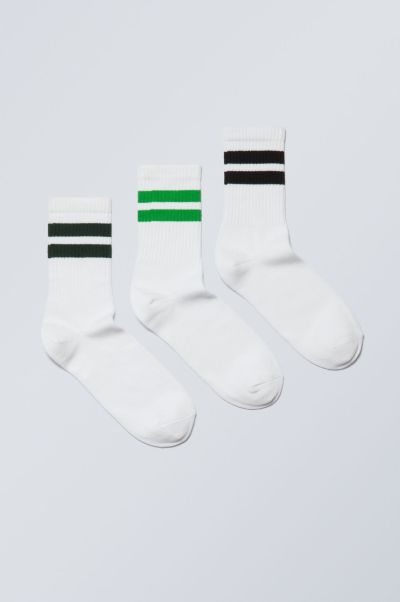 Men 3-Pack Striped Sport Socks Socks White W Black Stripes Giveaway