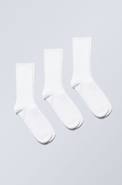 Men Rapid 3-Pack Rib Socks Socks White